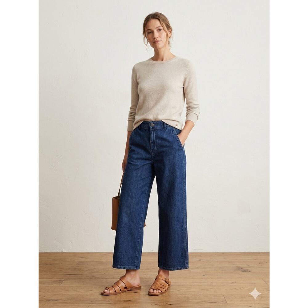 JENNI KAYNE Cropped Wide Leg Jeans Dark Wash Denim Minimalist Womens Size 6